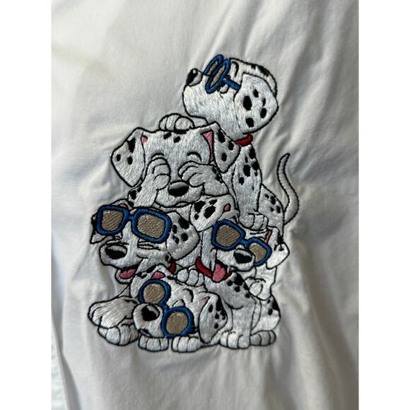 ~ THE DISNEY STORE ~ Vintage 101 Dalmatians Women's White Button-Up Shirt Sz XL - Picture 4 of 5